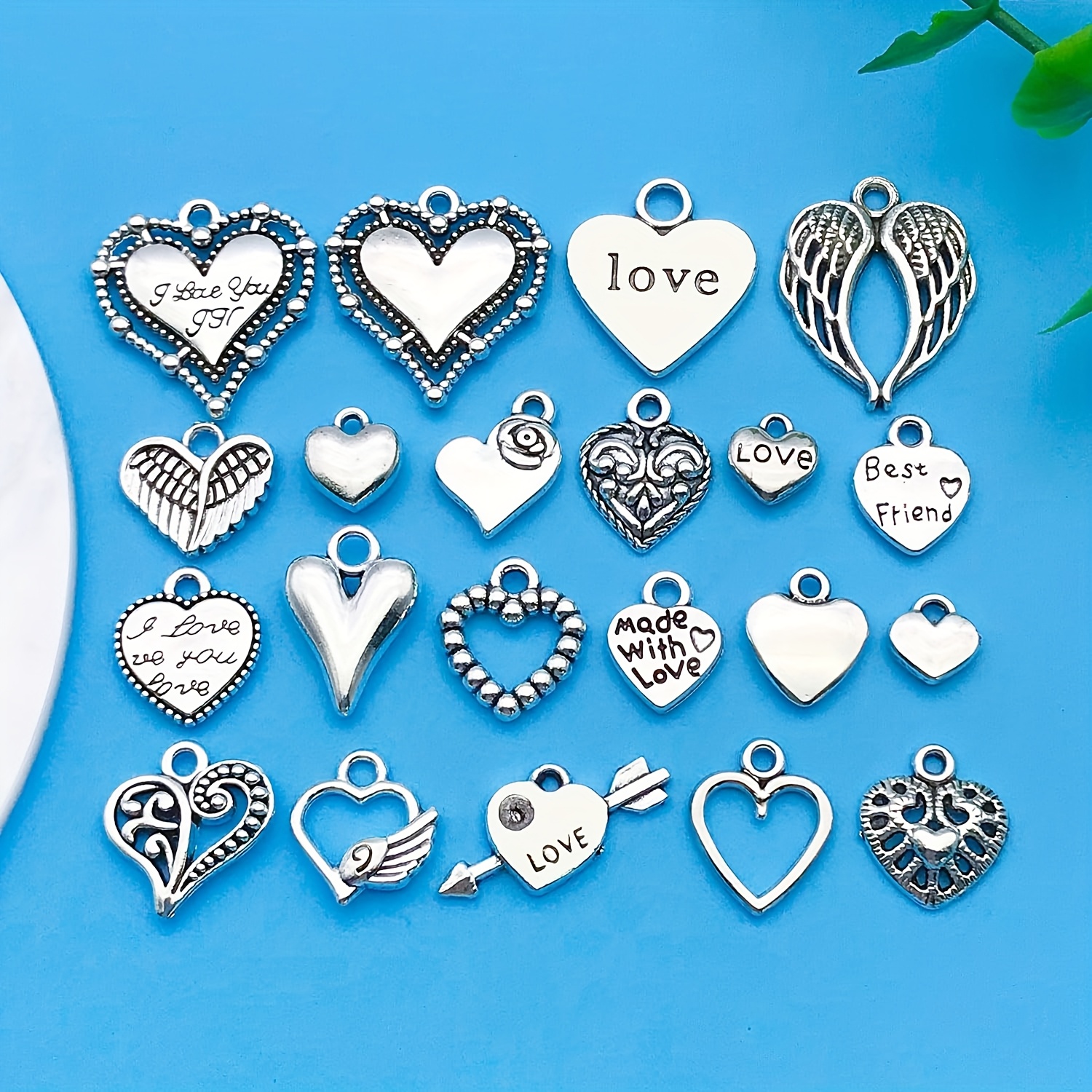 50/100pcs Mixed Love Alloy Pendant Set for DIY